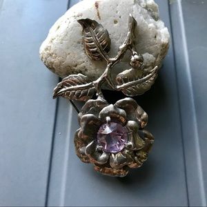 Sterling Silver Rose Brooch